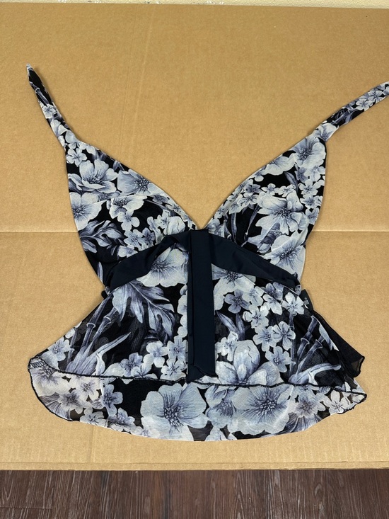 main stream Other - ##119, Floral Print Lace-Trim Cami Top/Swim in Black & White